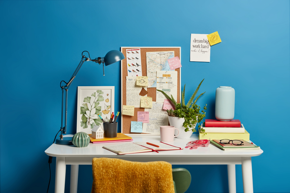 parede colorida para home office com a neuroarquitetura